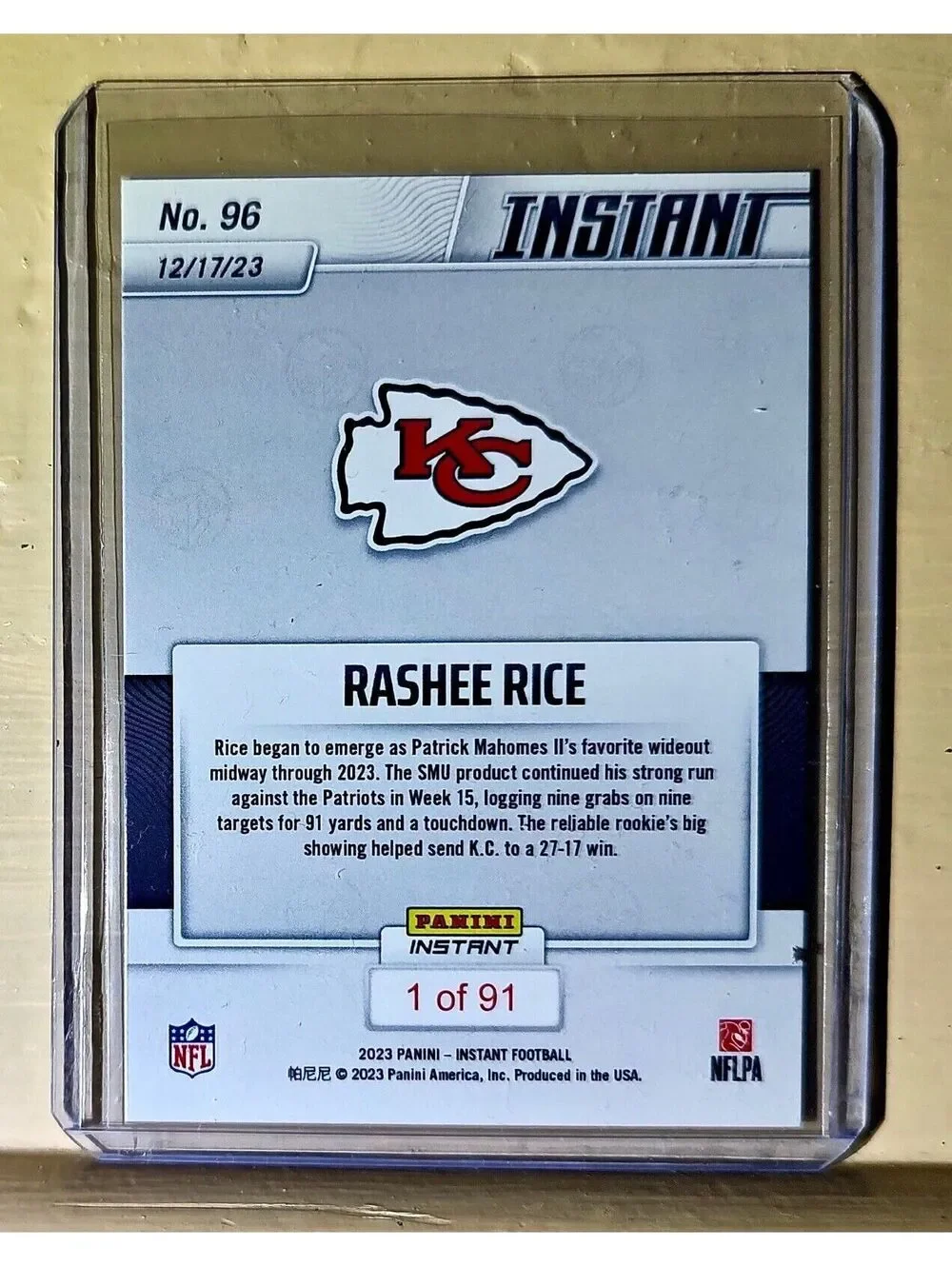 Rashee Rice 2023 Panini NFL Rookie Football #96 Card 1 of 91 Chiefs